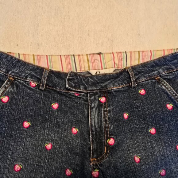 Lilly Pulitzer Women 6 Embroidered Strawberries Stretch Shorts Jean Cut Off - Picture 5 of 16